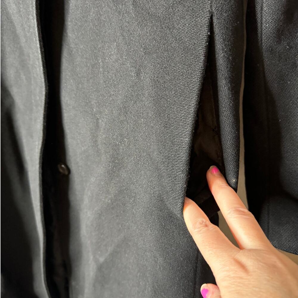 Burberry London Women UK 14 US 12 Black Wool Cashmere Stand Collar Long Coat - Picture 8 of 16